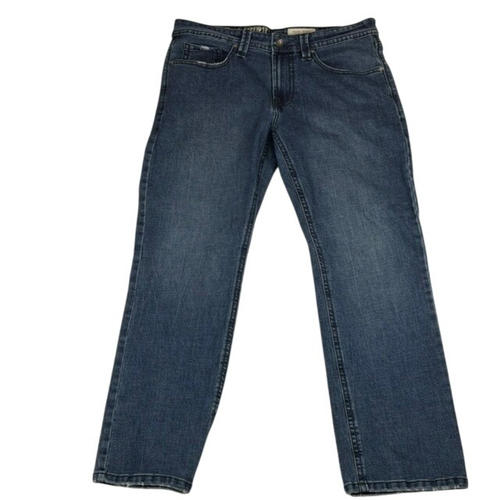 TK Axel Slim Boot Jeans Mens 34x32 Medium Wash Blue Stretch Embroidered Pockets